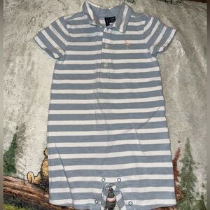 Janie and Jack Light Blue and White Striped Bodysuit, NWOT